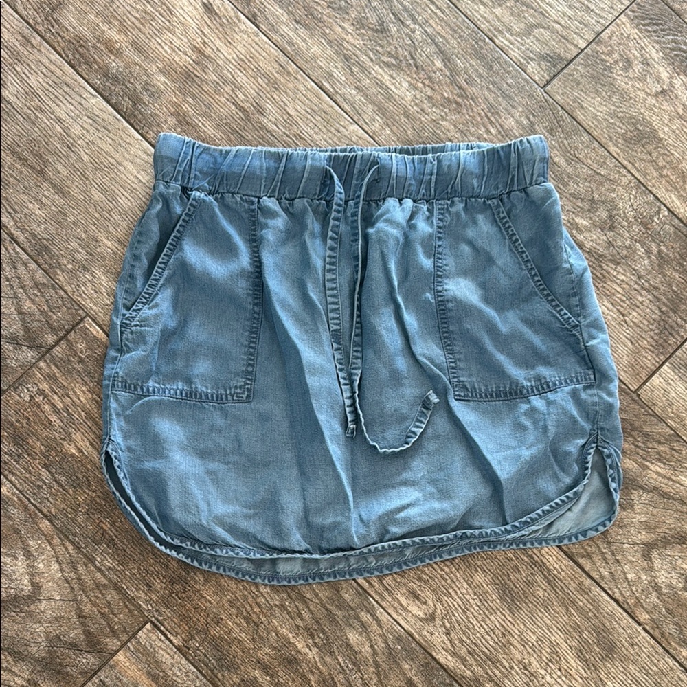 Express Blue denim Mini Skirt with Tie Front